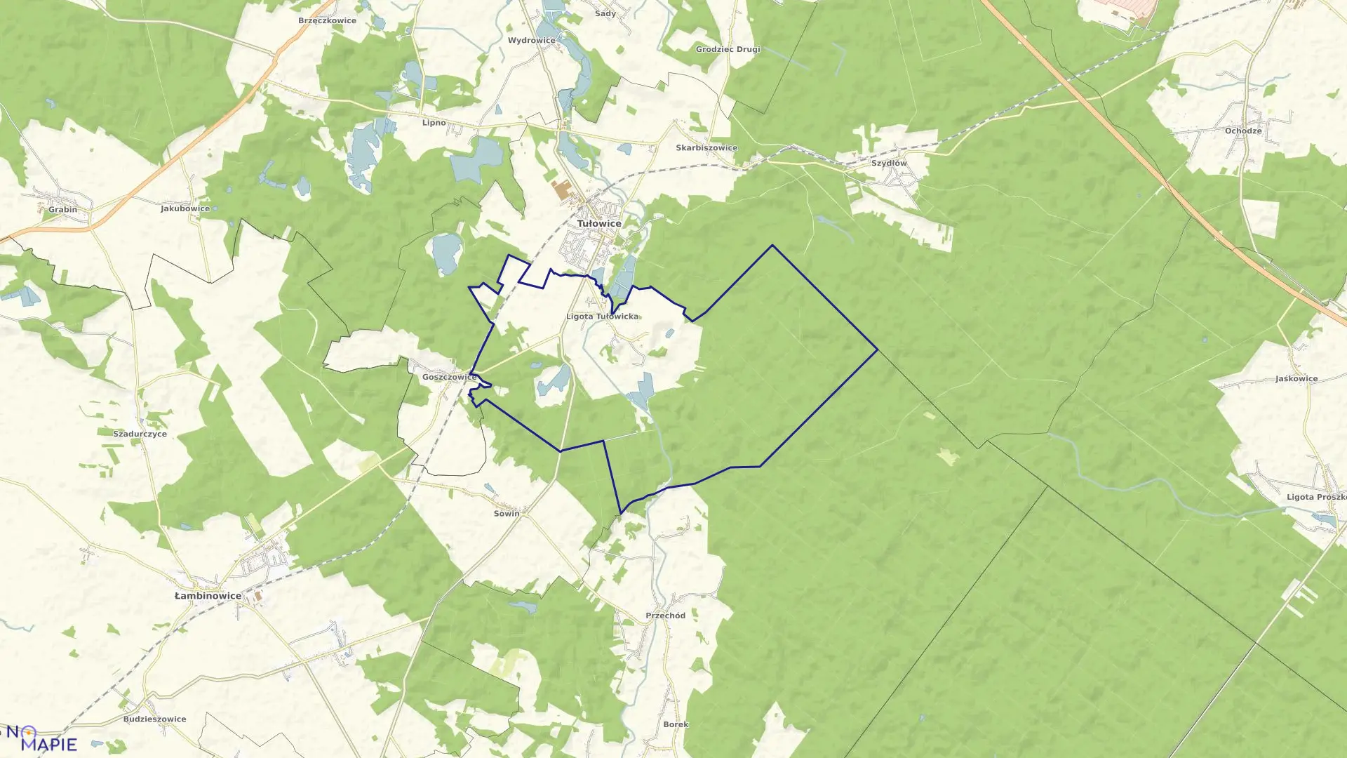 Mapa obrębu Ligota Tułowicka w gminie Tułowice