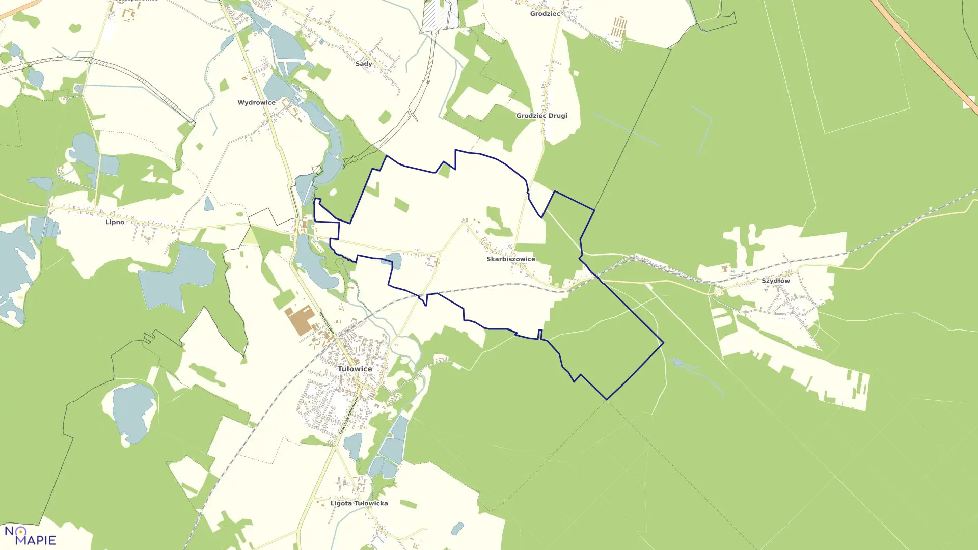 Mapa obrębu Skarbiszowice w gminie Tułowice