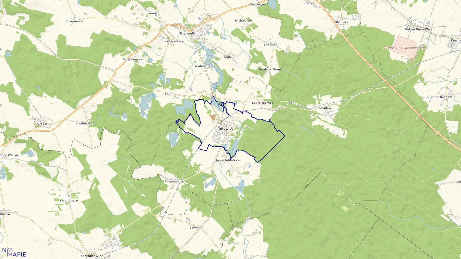 Mapa obrębu Tułowice w gminie Tułowice